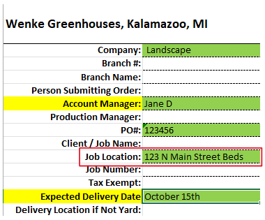 Location of order by job name line